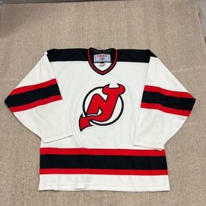 Vintage New Jersey Devils Jersey Mens Large White 1990s CCM Hockey